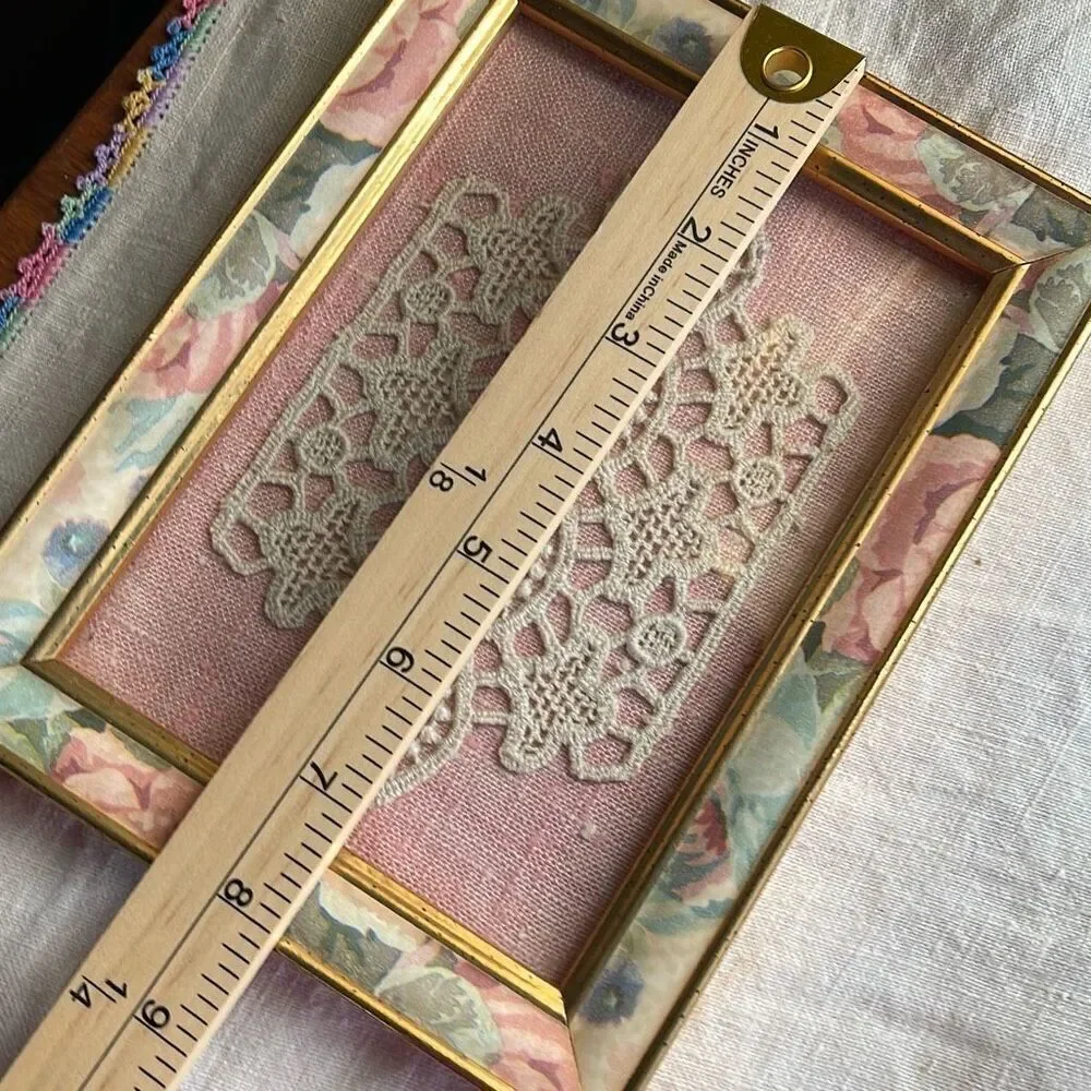 Lace sampler framed art vintage country  life cottage core